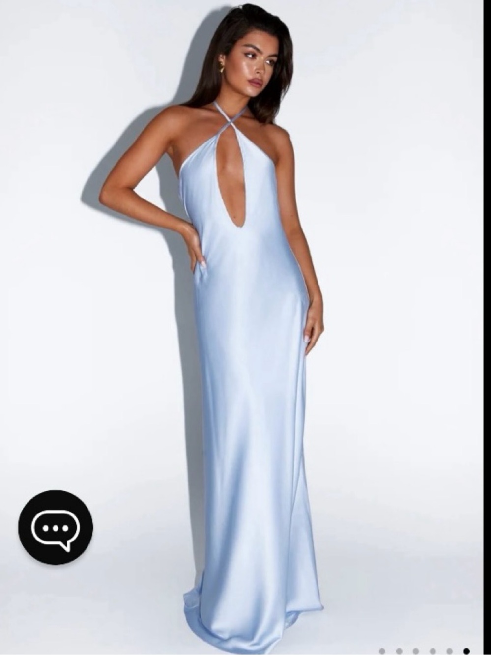 Peppermayo Noir Symphony Blue Halter Satin Maxi Dress -
